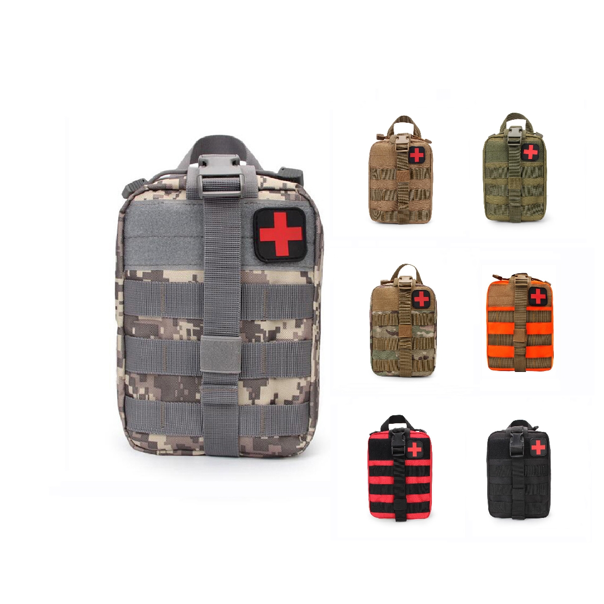 Bolsa táctica Molle IFAK, botiquín de primeros auxilios de supervivencia para rescate de emergencia, acampada al aire libre, deportes de senderismo, portátil, 16 Uds.
