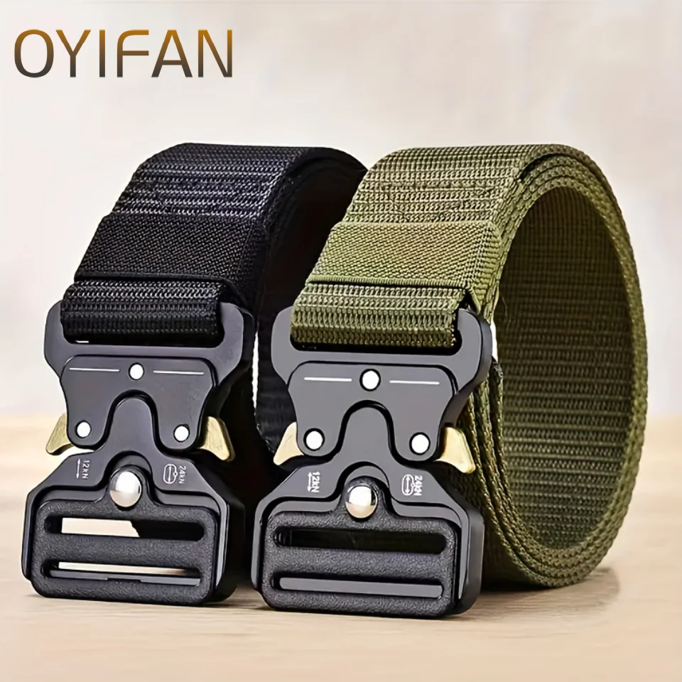 Cinturón para hombre, cinturón táctico para caza al aire libre, cinturón deportivo multifuncional para supervivencia de combate, lona de nailon de alta calidad