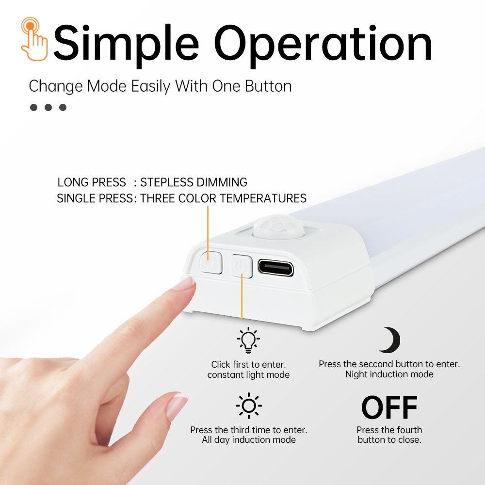 Luz LED nocturna con Sensor de movimiento, lámpara inalámbrica USB para armario de noche, armario de cocina, dormitorio, armario, Sensor LED