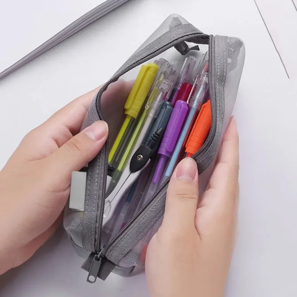 Astuccio in rete Astuccio trasparente per penne Astuccio carino semplice estetico Organizzatore Materiale scolastico per ufficio per cancelleria per studenti