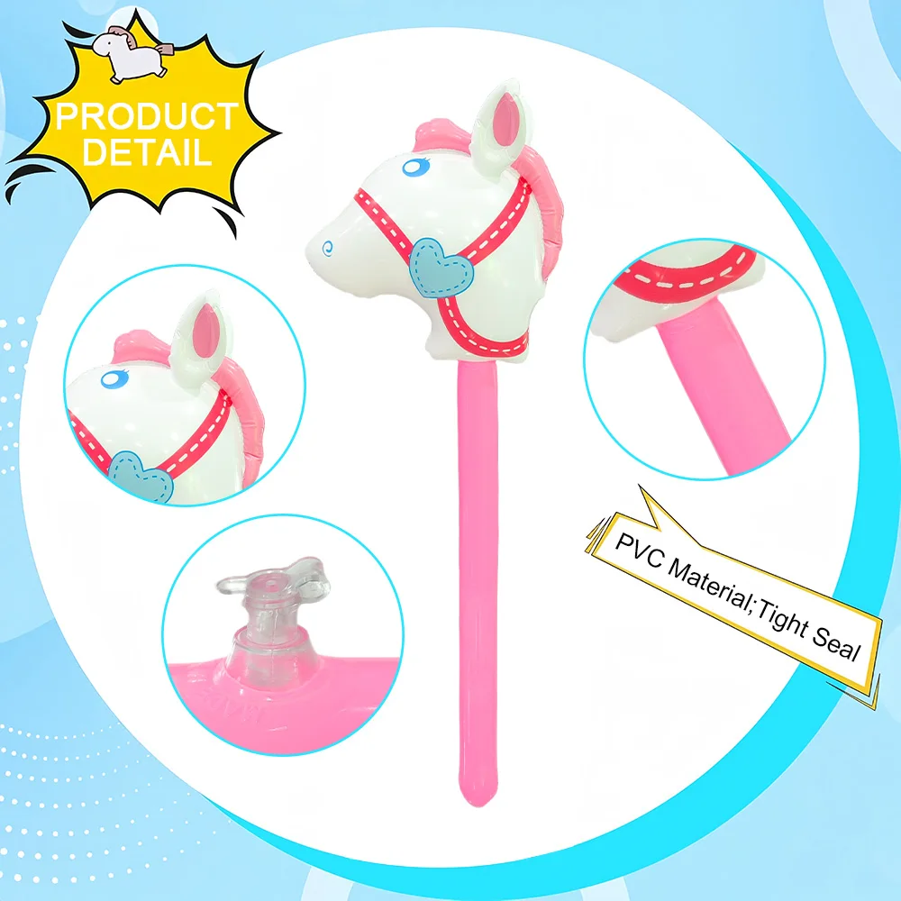 Varas infláveis de cabeça de cavalo, 4 unidades, material pvc, decoração de jogo de festa, varas infláveis, varinha de cabeça de animal festiva