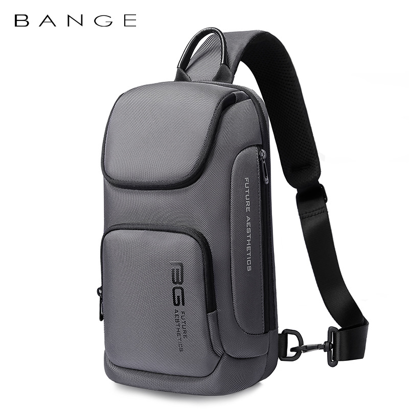 BANGE Bolsa mensageiro masculina de grande capacidade ultraleve e portátil com vários bolsos à prova d'água mochila de viagem bolsa de peito para iPad de 9,7"