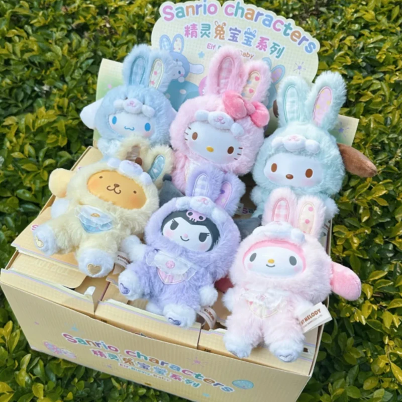 Hot Original Sanrio Characters Fairy Rabbit Serise Blind Box Doll Pendant Vinyl  Dolls Kuromi Cinnamoroll Hello Kitty Kids Gifts
