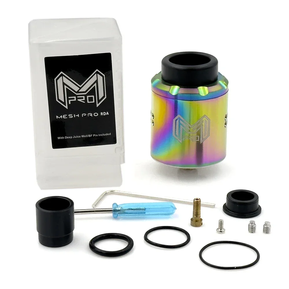 Mesh Pro RDA Zerstäuber 25mm mit 3 Stück 316l Mesh Spule mit Gold Squonk Pin bf DIY Werkzeug tank