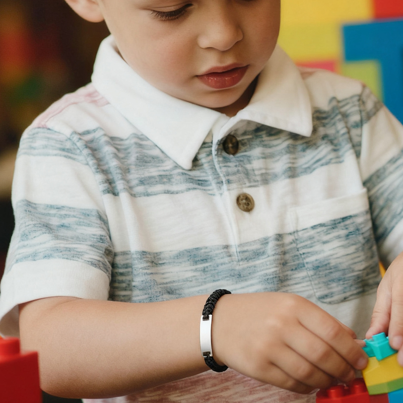 Pulseira com nome personalizado para menina, menino e criança, corda trançada ajustável, pulseira com etiqueta de identificação personalizada, gravar presente de aniversário e natal