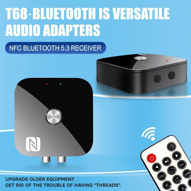NFC Bluetooth 5,3 Audio Receiver 3,5mm AUX R/L RCA Stereo HIFI Musik Wireless Adapter Mit Mikrofon USB U-Disk Spielen Fernbedienung