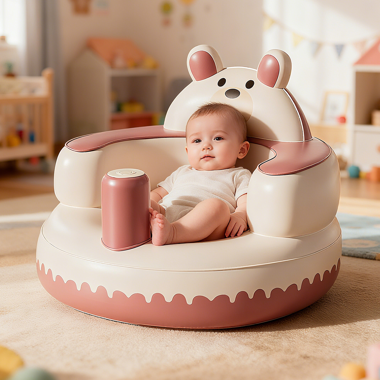 Cadeira inflável para bebês, assento inflável para bebês de 3 meses ou mais, assentos infantis para aprender a sentar, brincar, acampar