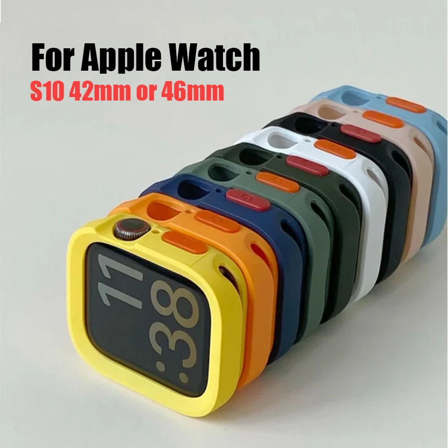 Funda de silicona suave para Apple Watch 10 9 8 7 6 SE 5 cubierta mate anticaída para iwatch 49mm 41mm 42mm 46mm 40mm 44mm 45 mm