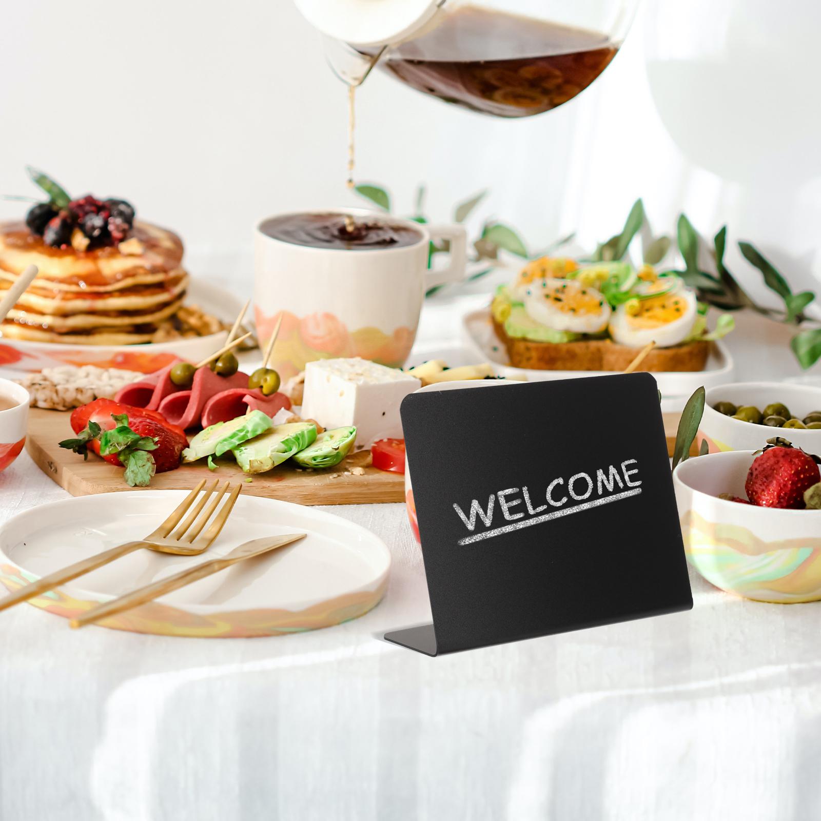 12pcs Mini Chalkboard ป้าย 100x75 มม.สีดําป้ายอาหาร PARTY บุฟเฟ่ต์ตารางห้องครัวราคาแท็ก Stable Desktop Counter Shop ป้าย