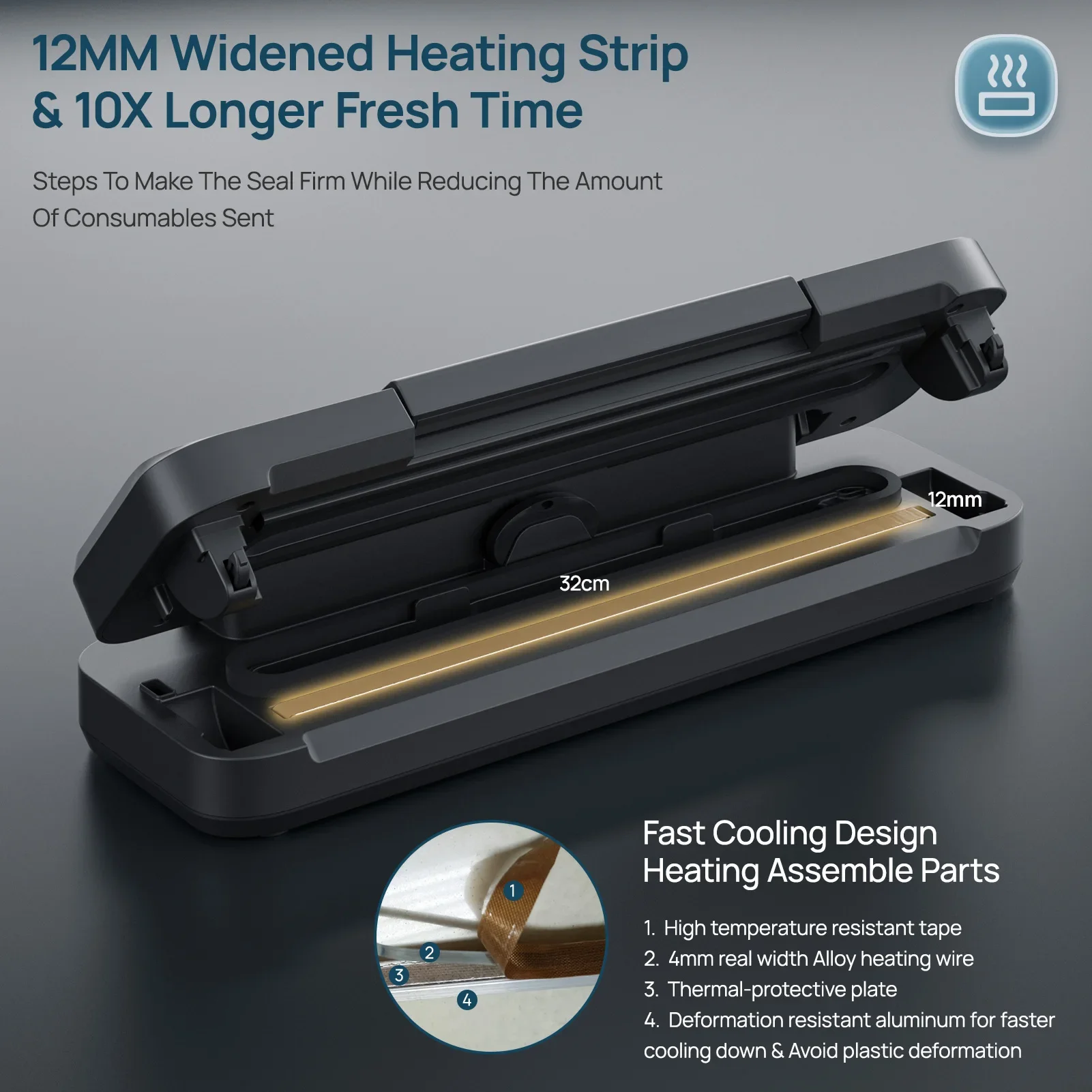 Vakumar VH1506 เครื่องซีลสูญญากาศ sous vide Handle type 80Kpa มัลติฟังก์ชั่นและสะดวกเครื่องซีลสูญญากาศในครัวเรือน