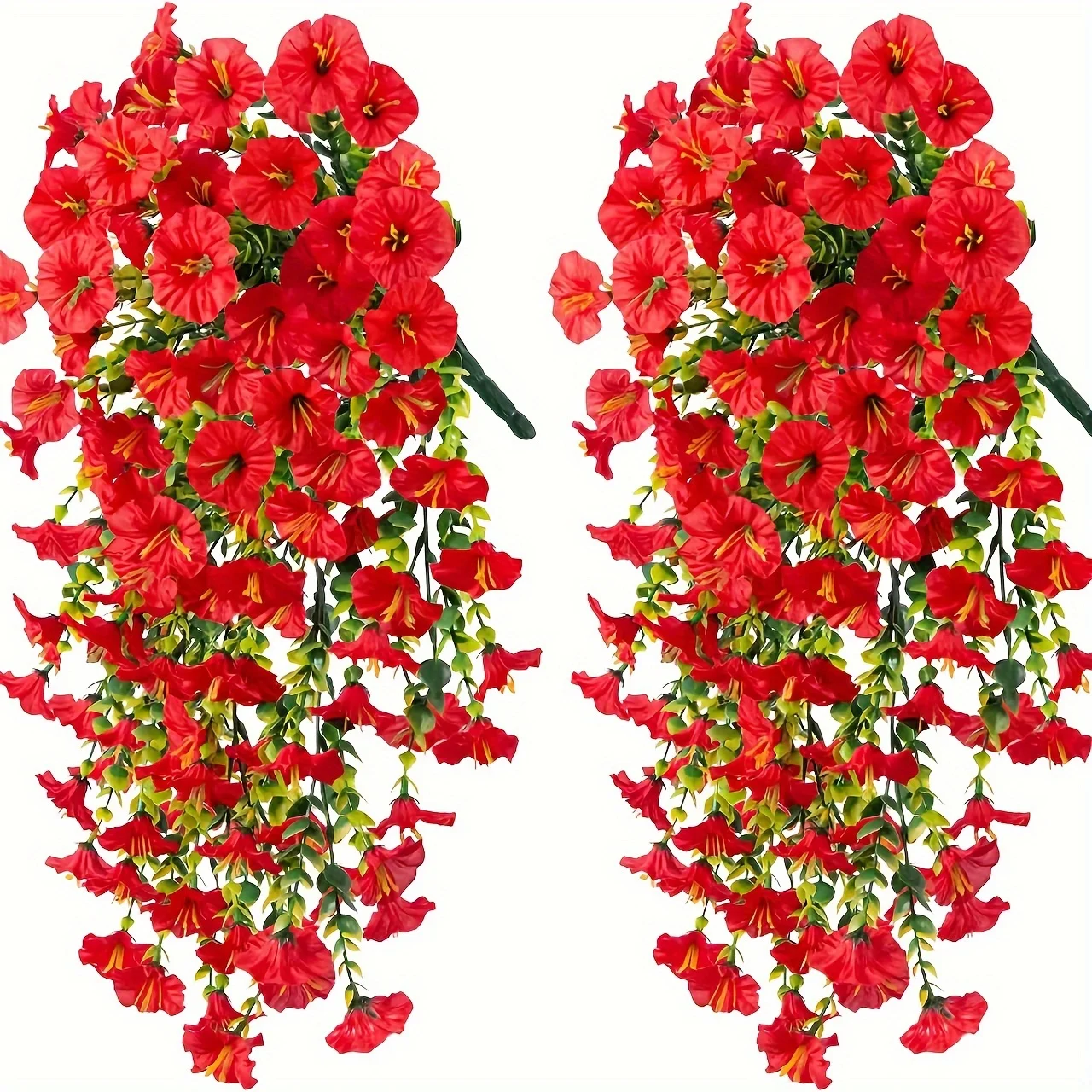 Decorazione da appendere con gloria mattutina artificiale e eucalipto, resistente ai raggi UV, 2 pezzi, perfetta per la casa, il giardino, le matrimoni |   Versatile per esterni