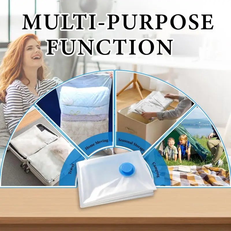 5Pcs Vacuum Storage Bags Vacuum Seal Bag Space Saving Bags for Comforters Clothes Pillow Bedding Blanket Storage