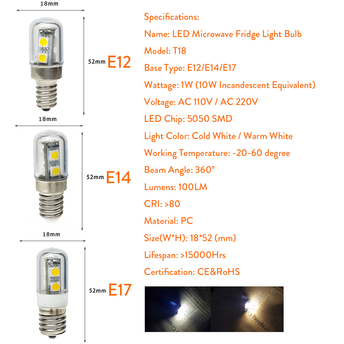 Mini E14 E12 E17 LED Mais Glühbirne AC 110 V 220 V 5050 SMD 1 W Lampen Für Kühlschrank Dunstabzugshaube Nähmaschine Kühlschrank