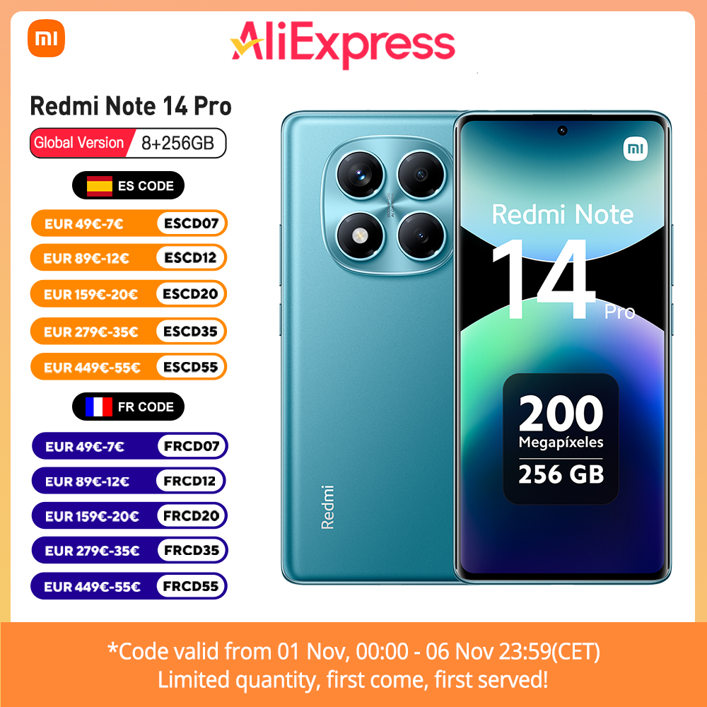 Xiaomi Redmi Note 14 Pro 4G Versão Europeia 8+256GB MediaTek Helio G100-Ultra Ecrã AMOLED de 6,67" 120Hz 200MP OIS Câmara principal Carregamento de 45W, Bateria de 5500 mAh, IP64, NFC