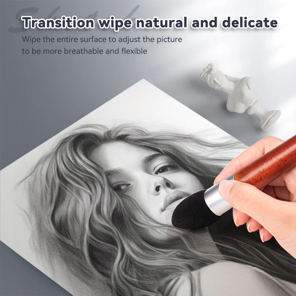 Sketch Pen Brush Artist Blending Pen Washable Rubbing Sponge Wipe Clean Tool Set Reusable Drawing Processing Rendering Eraser