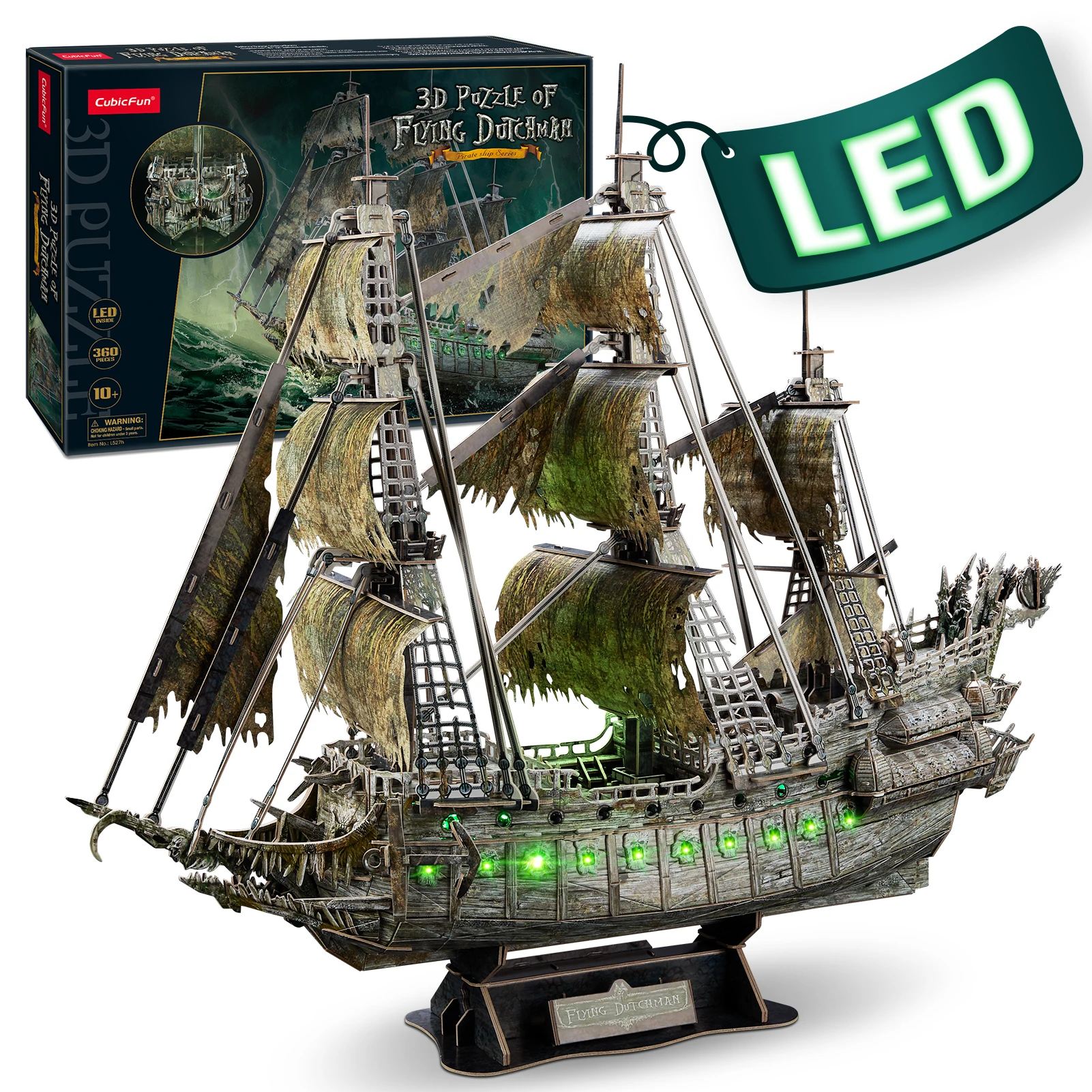 CubicFun-rompecabezas 3D para barco de PL/US/RU, LED Flying Dutchman, barco pirata, modelo de Reina Anne, venganza, velero, barco Titanic