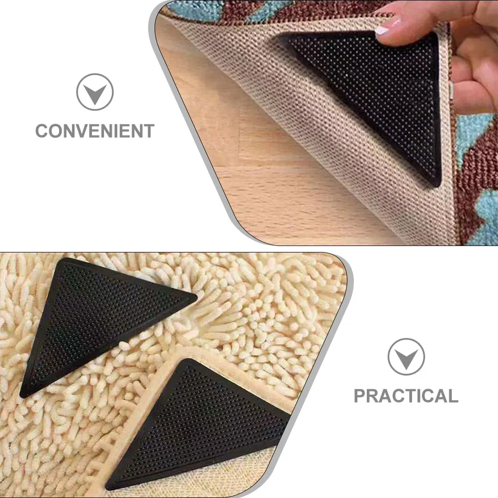 4pcs Carpet Fixing Grippers Pu Material Non Slip Rug Stickers Adhesive Backing Easy Install Carpet Corner Protector For Hardwood