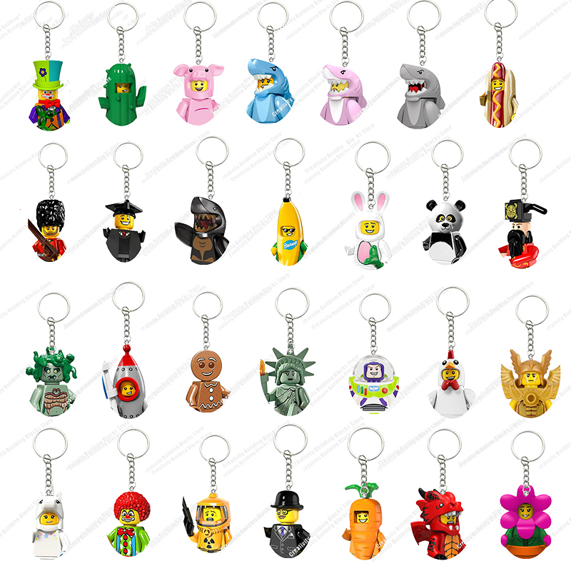 Llavero serie Shark Man pingüino hombre Banana Man 3D DIY figuras de dibujos animados modelo juguete de bloques de construcción rompecabezas clásico modelo niños Juguetes