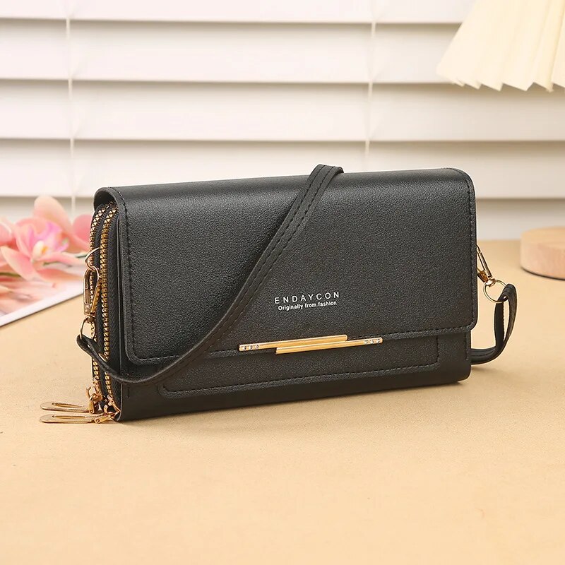 Bolsa de ombro multifuncional para mulheres, bolsa de comprimento médio, porta-moedas, carteira de grande capacidade, estilo coreano, nova