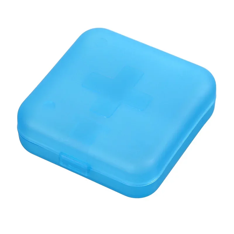 4Grids Cross Print Pill Box Portable Mini Plastic Pill Storage Pure Color Pocket Medicine Box Outdoor Home Pill Case