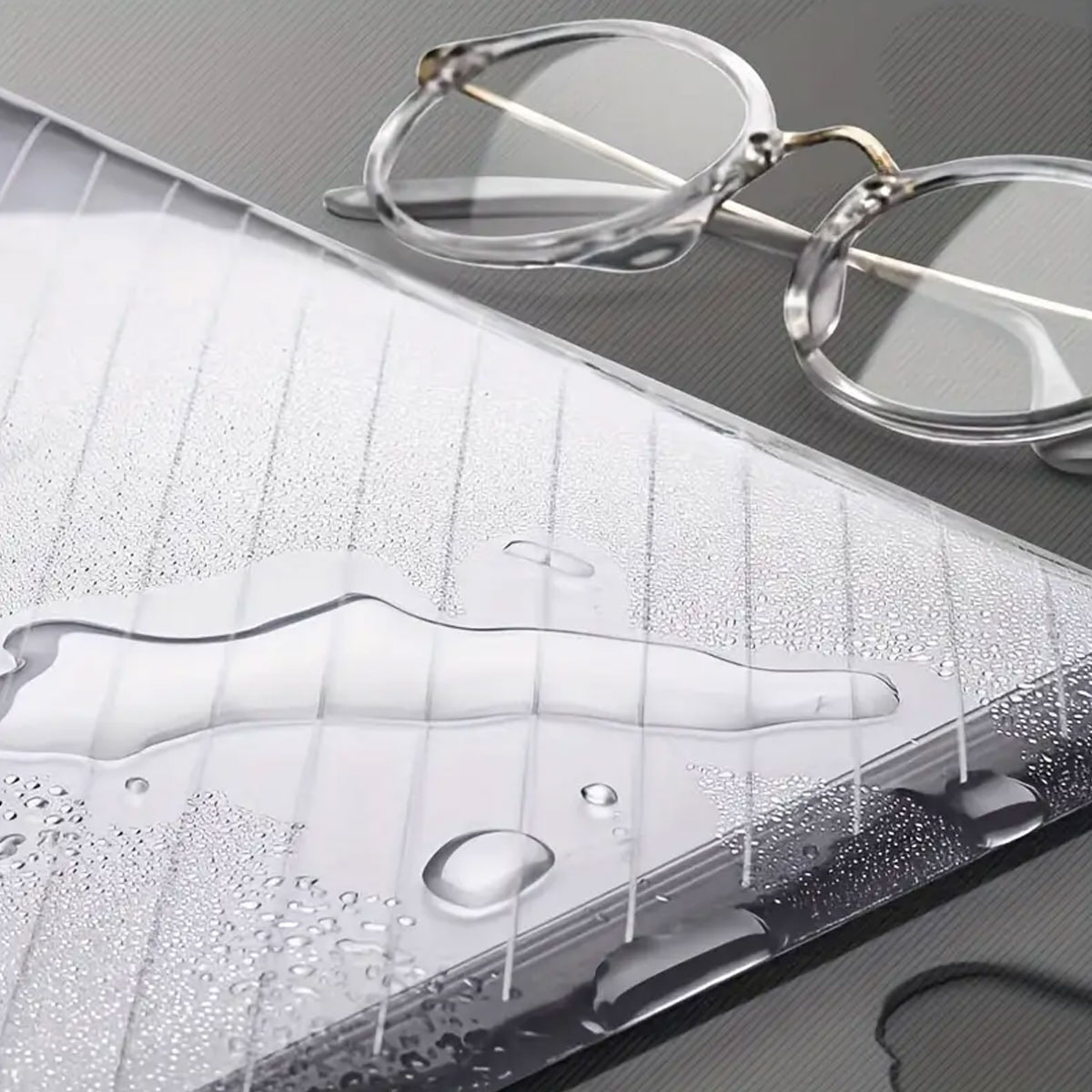 Transparente Dokumententasche im StripeDesign, A4-Datentasche mit Schnappverschluss aus Kunststoff, Aufbewahrungstasche für Studentenbüro