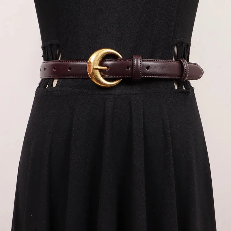 Frauen Mode Vintage Gold Schnalle Echtes Leder Cummerbunds Weibliche Kleid Korsetts Bund Gürtel Dekoration Breiten Gürtel R2243