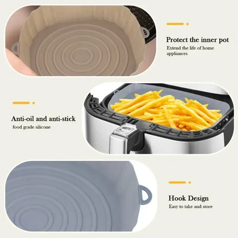 Friteuse à Air réutilisable en Silicone, plateau de cuisson pour four, panier en Silicone pour Pizza, poulet frit, tapis de poêle pour outil de cuisine