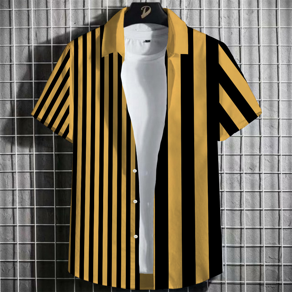 Camisa a rayas para hombre, camisa con estampado 3d de flores, pantalón corto informal, Tops de manga, camisas de fiesta en la playa, camisa hawaiana para hombre, ropa holgada 2023