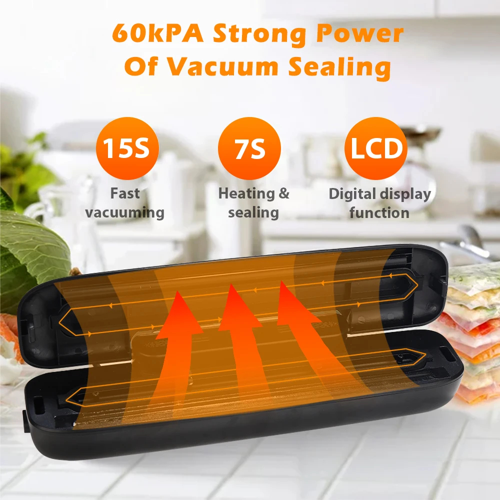 Automatic Portable Kitchen Food Saver Vacuum Sealer Machine Household Home Electric Plastic Sealing Packaging for Car Outdoor RV