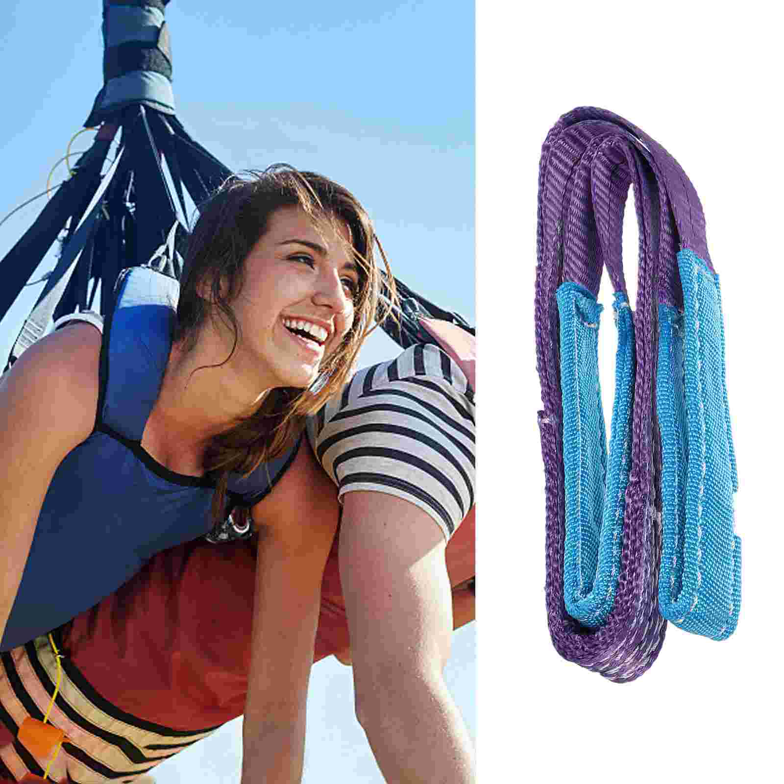 1T polyester hijsband Platte riemen Heavy Duty Lift Sling Strap Constructie Dubbele gesp singelband Sterke steken