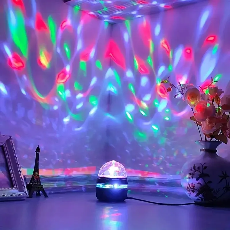 LED Starry Night Light Remote Control Rotating Galaxy Aurora Projection Lamp USB Plug-in Magic Ball Stage KTV Atmosphere Decor