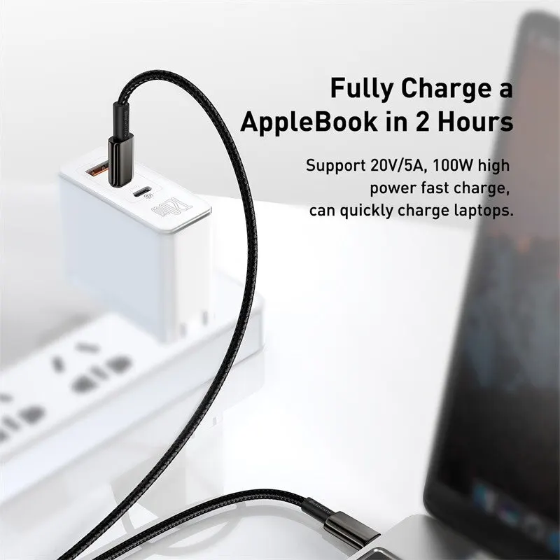 Cavo Baseus 100W tipo C per iPhone 15 USB C PD cavo di ricarica rapida per caricabatterie per Macbook Samsung Xiaomi tipo C cavo USB C
