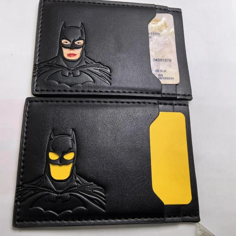 Portafoglio in pelle con pipistrello Porta carte personalizzato con maschera da supereroe ID pipistrello Portafoglio eroico regalo