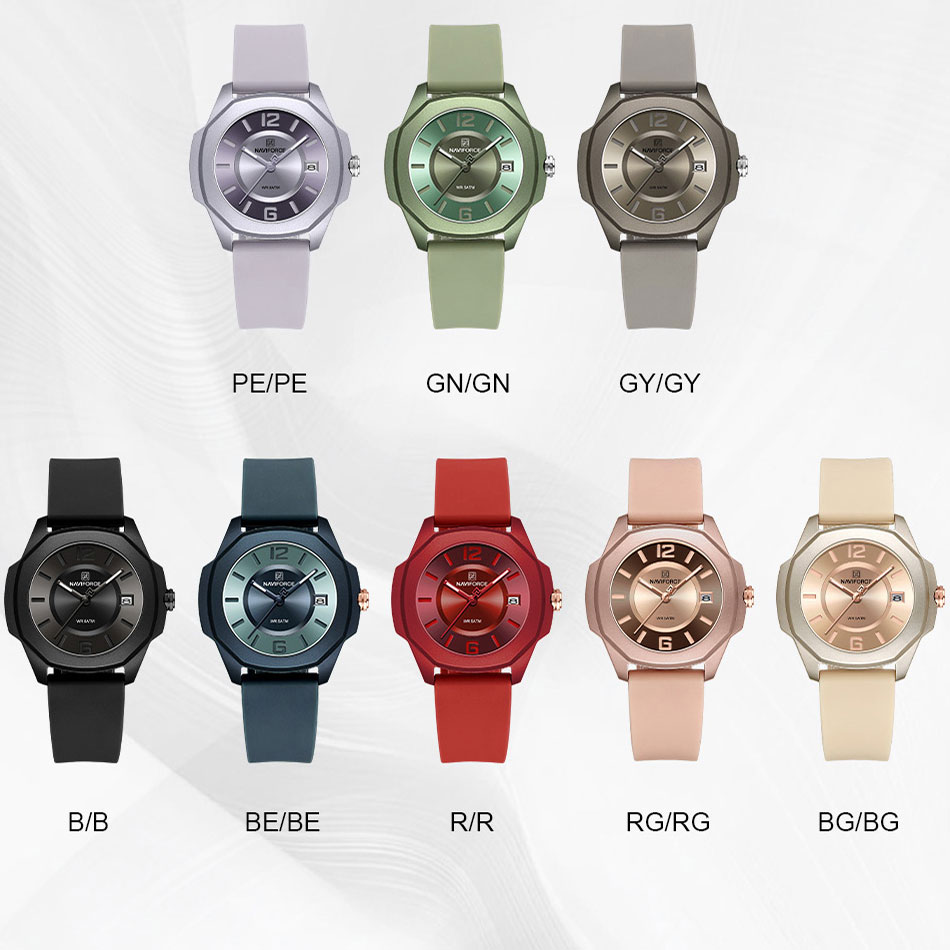 Reloj de lujo NAVIFORCE, relojes de cuarzo para Mujer, Reloj de pulsera con correa de silicona de estilo Simple para Mujer, relojes impermeables, Reloj para Mujer