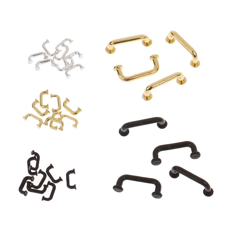 Tiradores de Metal en miniatura, manija de puerta de armario, muebles de casa de muñecas, accesorios de armario, juguete, 4/8 piezas, 1:12