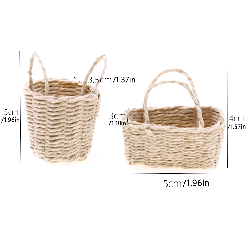 1:12 Dollhouse Miniature Portable Flower Basket Vegetable Food Woven Frame Storage Kitchen Home Model Decor Toy
