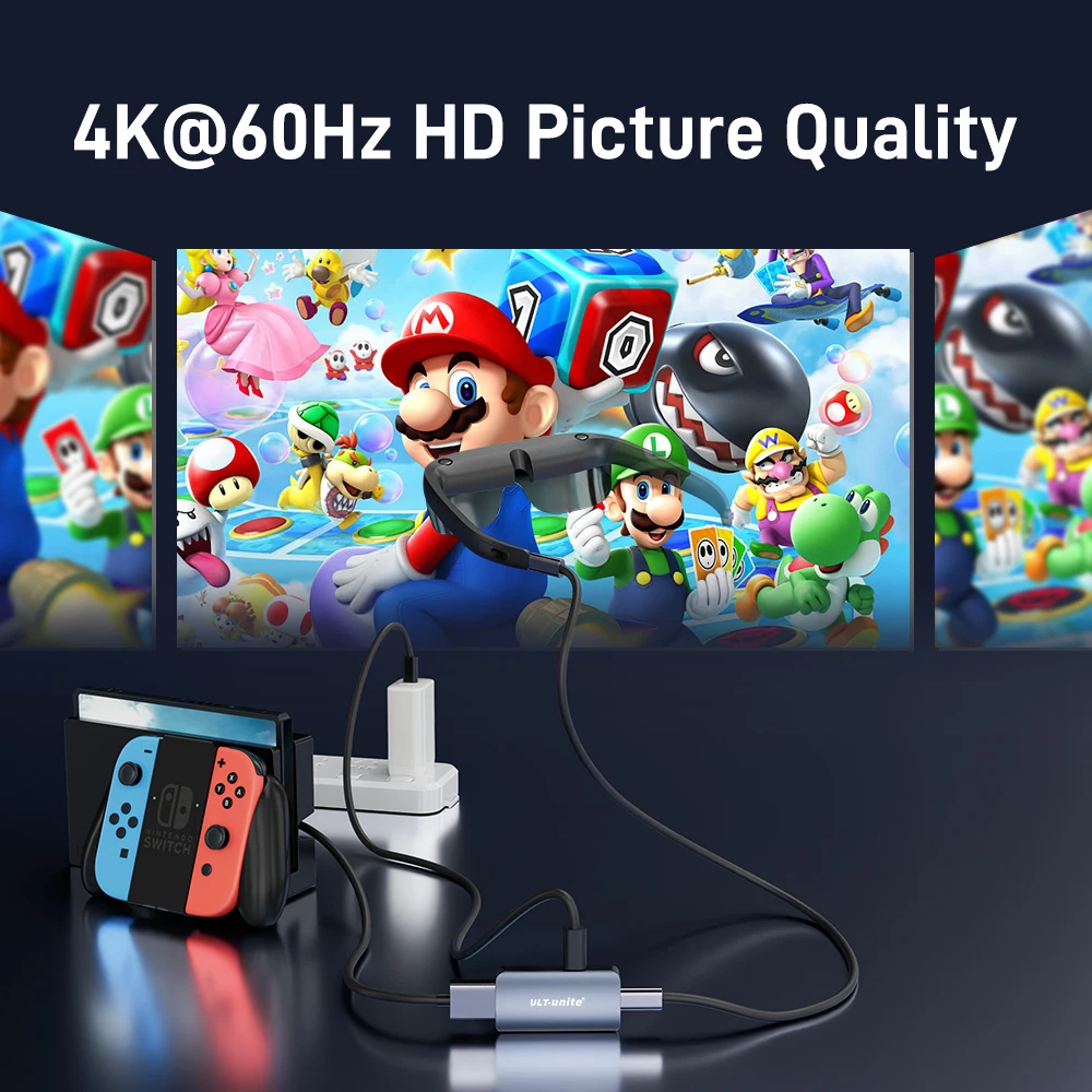 Convertidor HDMI a tipo C Adaptador HDMI a USB C 4K60HZ Compatible con RayNeo, XREAL Air, Rokid Air, Base de interruptor, Base de cubierta de vapor