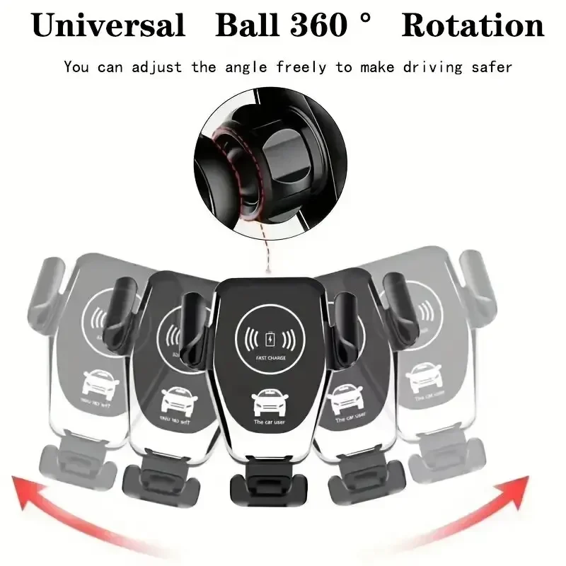 ワイヤレスカーチャージャー,携帯電話ホルダー,重力誘導,空気出口,急速充電スタンド,iPhone, Samsung, Xiaomi