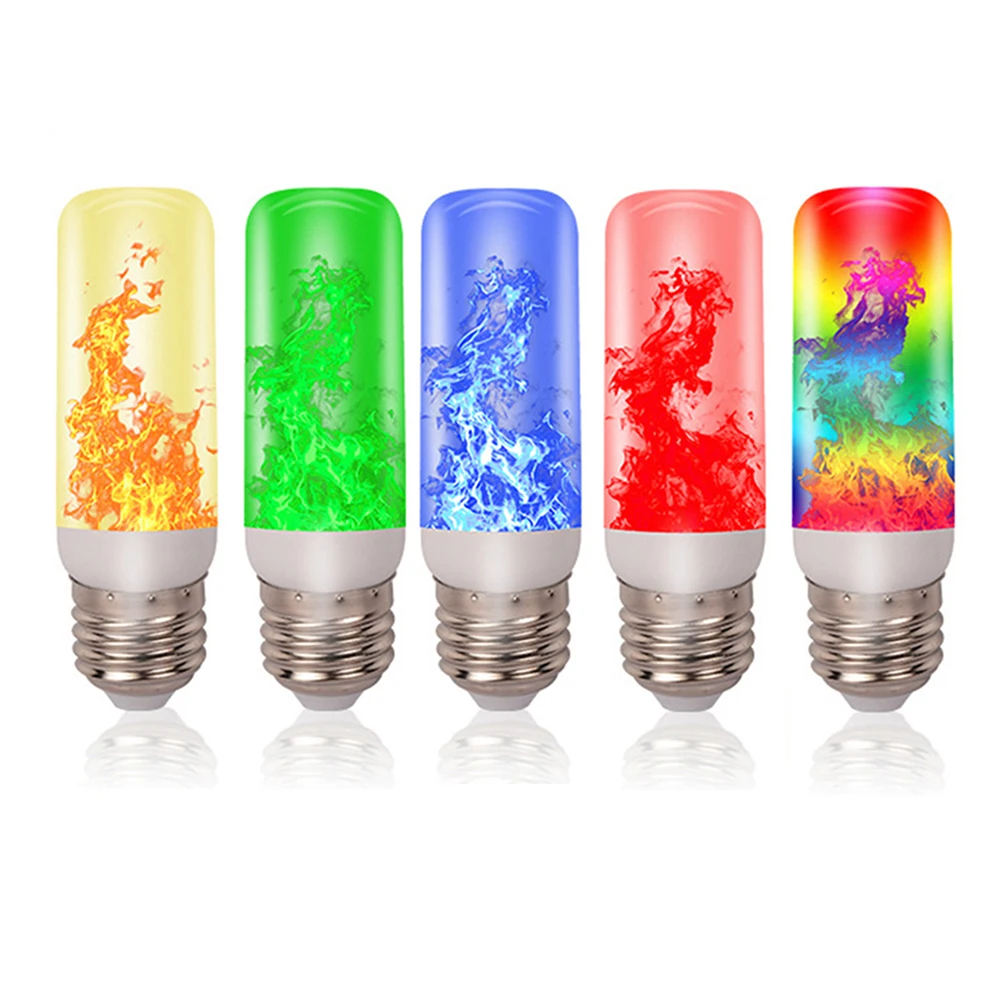 Bombilla LED de llama parpadeante, efecto de fuego ardiente simulado, lámpara E27E26, decoraciones para fiesta de Navidad, luz parpadeante para exteriores de cuatro modos