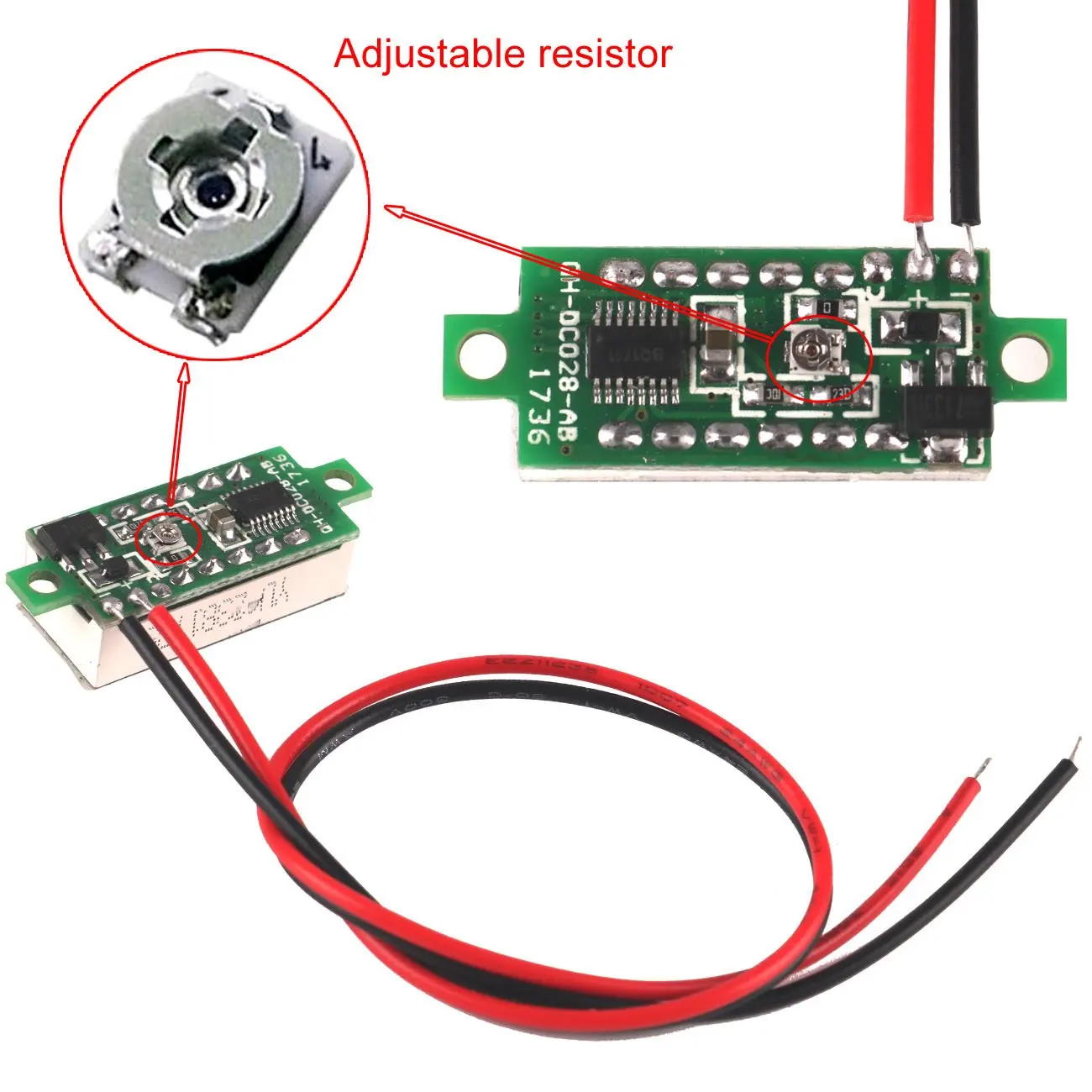 5 Stück Mini Digital DC Voltmeter 0,28 Zoll Zweidraht 2,5 V-30 V Mini Digital DC Voltmeter Spannungsprüfer Meter 5 Farben