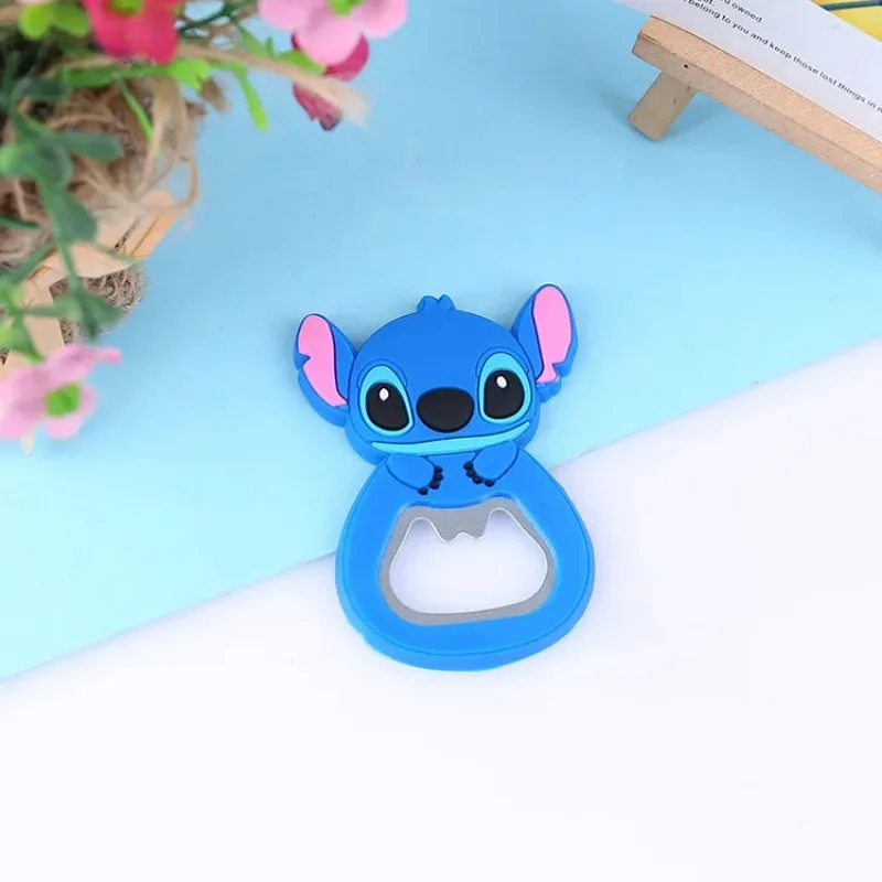 Abrebotellas Kawaii Disney Stitch Lilo & Stitch, imán periférico para nevera, abridor de botellas de cerveza multifuncional de dibujos animados