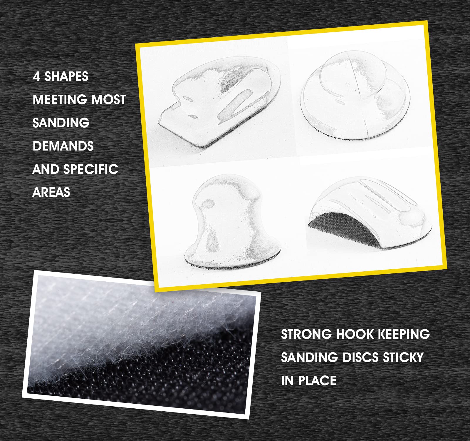 4PCS Hook and Loop Sanding Block Included 1Pcs  5 Inch Round and Mouse Sanding Block Meant for Wood Furniture Arts