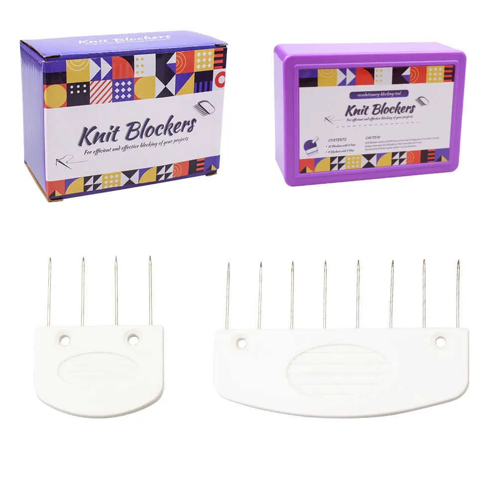 Knit Blockers Set 20 Pcs Stainless Steel Knitting Blocking Combs and Pin with 2 Different Sizes for DIY Knit Crocheting Supplies