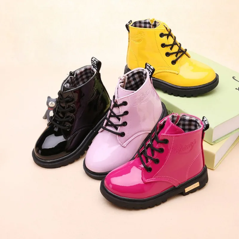 Kinder Knöchel Schuhe PU Leder Wasserdicht Flut Kinder Gummi Stiefel Mädchen Jungen Mode Stiefel Anti-Rutschig Frühling Herbst 2024