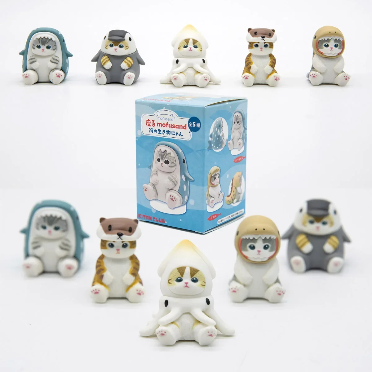 Mofusand-gatos con ropa de organismo marino, caja ciega, figuras de acción bonitas, pulpo, pingüino, nutria, adornos de mesa, regalos para niños