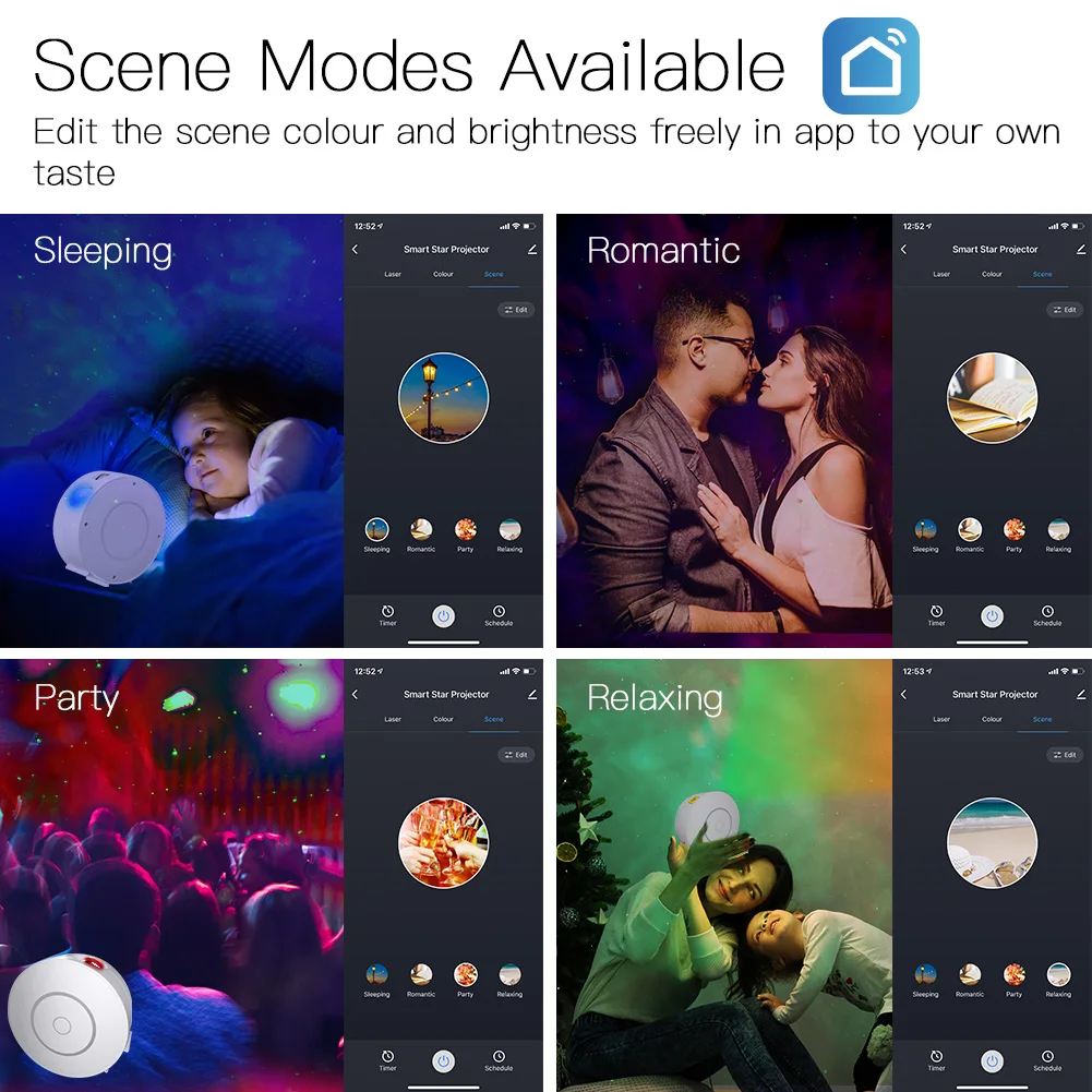 Moes Tuya WiFi Smart Stern Projektor Galaxy für Urlaub Partei APP Control Smart Home Nebula Projektor arbeitet für Google Hause alexa