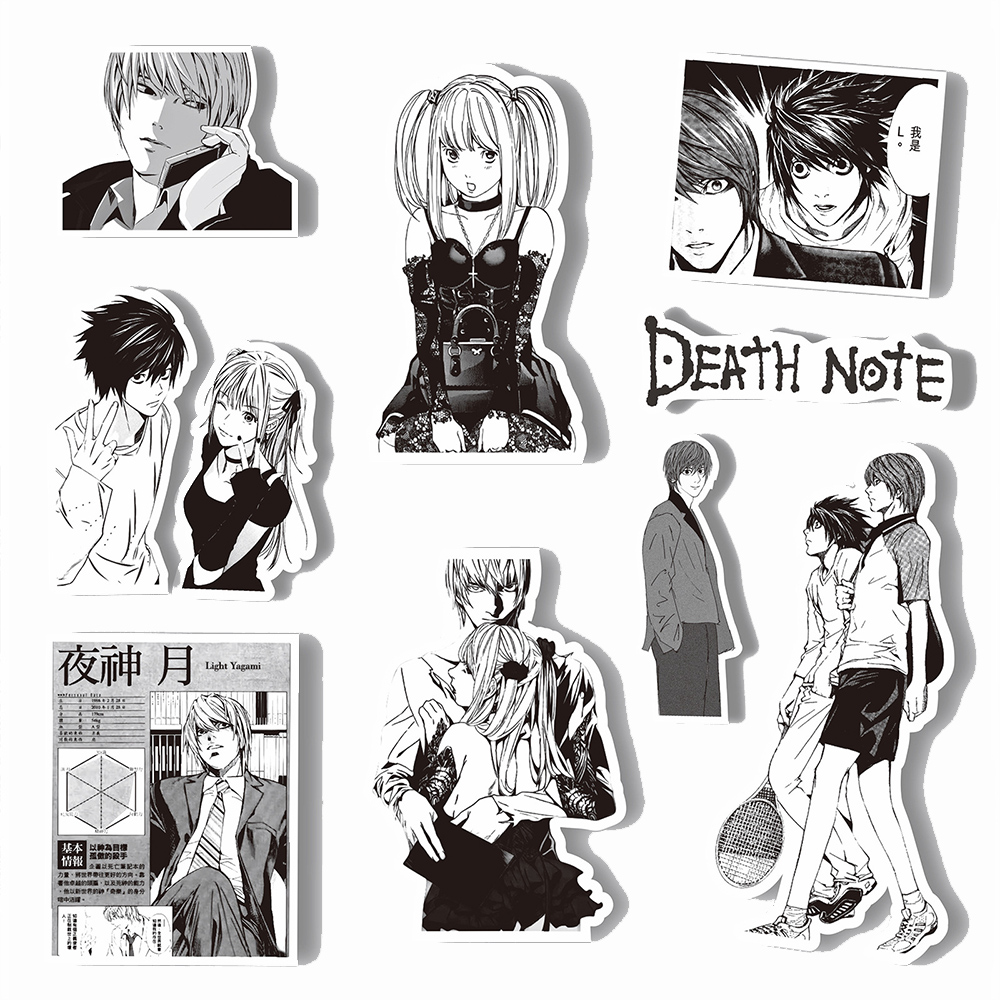 10/30/65 pçs anime death note adesivos preto branco decalques decoração diy scrapbook bagagem portátil bicicleta mala carro graffiti brinquedos
