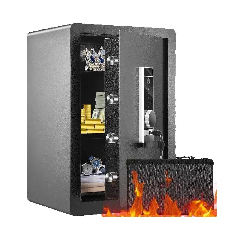 SucceBuy Elektrischer Safe 2,2/1,8 Kubikfuß Fingerabdruck- und Digitalsicherheitsschrank-Safe mit feuerfester Tasche für Bargeld-Schmuckdokumente