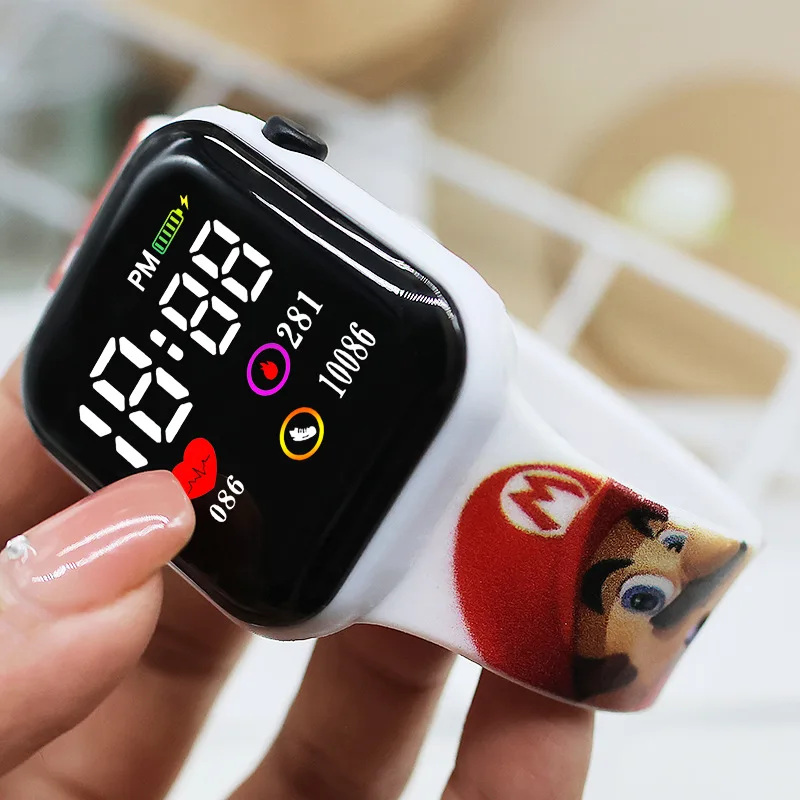 Reloj electrónico de Mario bro para niños y niñas, pulsera deportiva digital LED con estampado de figuras de dibujos animados, Luigi, regalo de cumpleaños, novedad