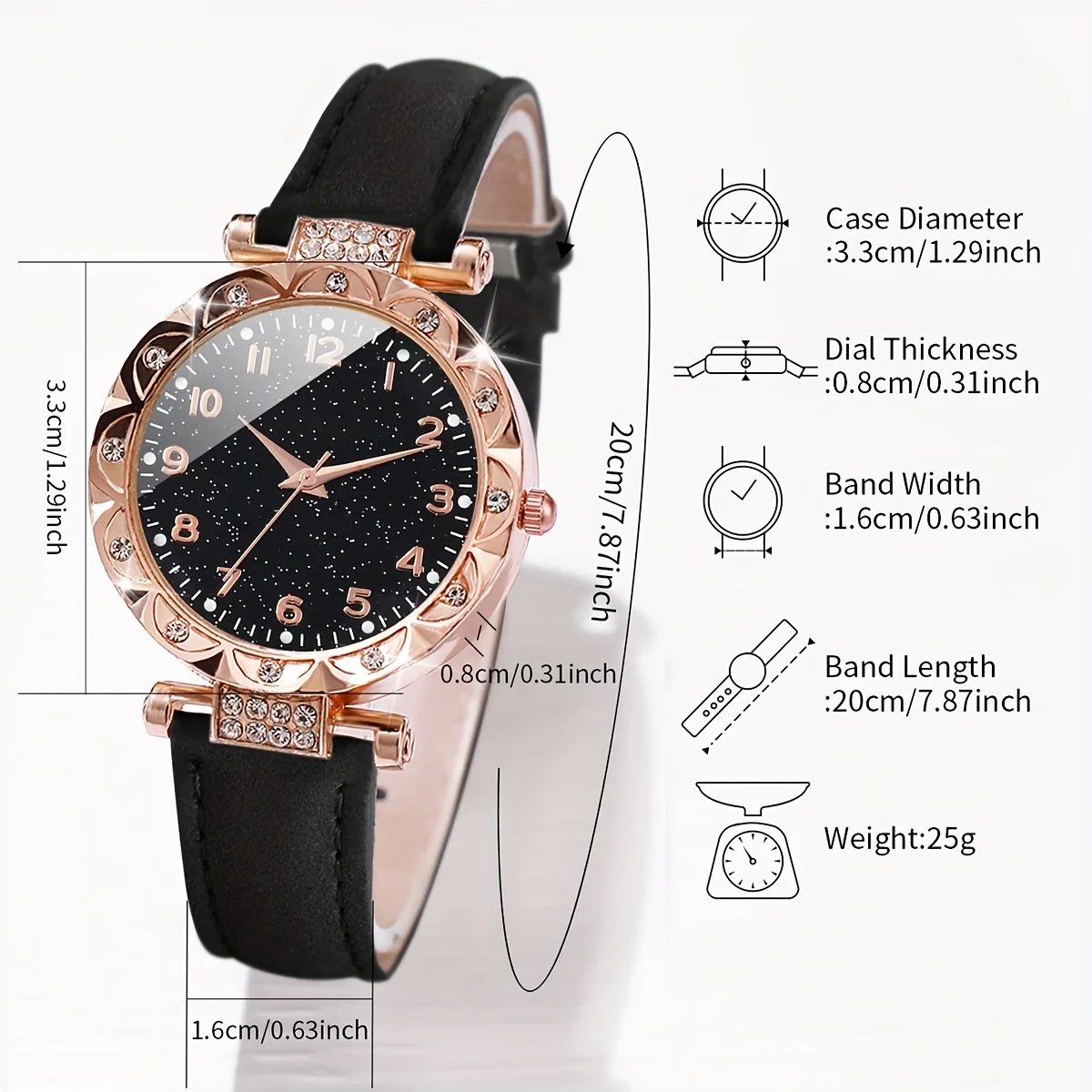 2 ชิ้น/เซ็ตแฟชั่น Rhinestone ผู้หญิงควอตซ์นาฬิกา Analog PU หนัง Band นาฬิกาข้อมือสร้อยข้อมือหัวใจ